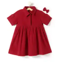 Fit & Flare Dress with Collar-Neck-image-81