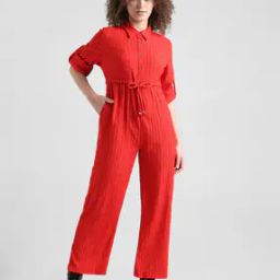 Women Jumpsuit with Waist Tie-Up-image-65