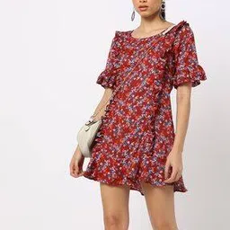 trends Printed A-line Dress with Ruffled Panels-picture-26