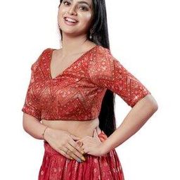 Women Bandhani Print Back Open Blouse-image-17