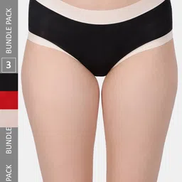 Amour Secret Pack Of 3 Self Design Leak-Proof Hipster Briefs-image-25