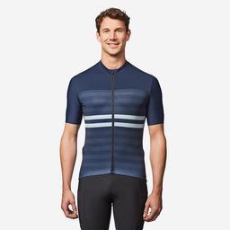 Men's fitted short-sleeved summer road bike jersey - EDR 2 - Striped blue-image-6