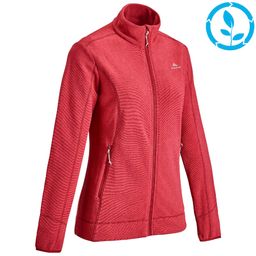 Women Sweater Full-Zip Fleece for Hiking MH100 Coral Red-image-4