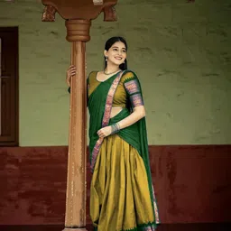 MANMOHITSAREE Semi-Stitched Silk Lehenga & Unstitched Blouse With Dupatta-47