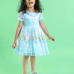 Mark and Mia Girls Floral Embroidered Peplum Dress-image-81