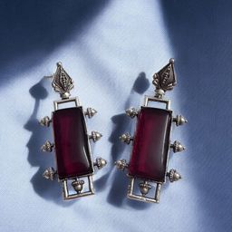 Anouk German Silver Silver-Plated Contemporary Shaped Drop Earrings-image-86