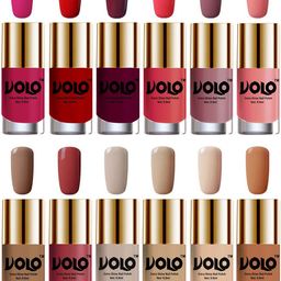 VOLO Set Of 12 Extra Shine Vibrant Shades Combo Nail Polish- 9.9ml Each- Combo-No-170-47