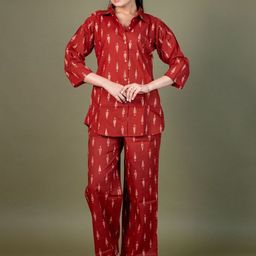 EKISHA Printed Pure Cotton Collar Neck Shirt With Trousers Co-Ords-image-49