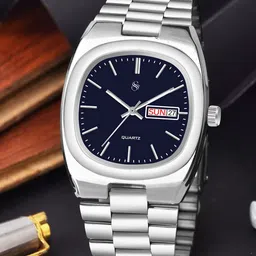 Shocknshop Unisex Patterned Dial & Stainless Steel Straps Analogue Watch WCH149Blue-12
