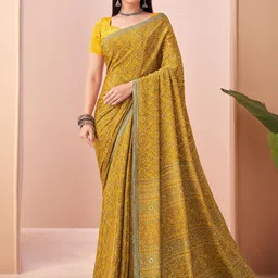 KALINI Floral Printed Saree With Blouse Piece-image-26