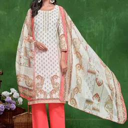 Sangria Printed Straight Kurta With Trouser & Dupatta-17