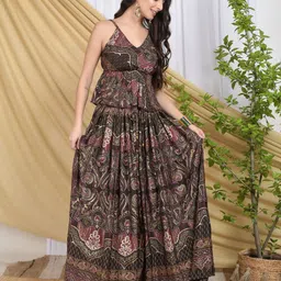 Boholyfe Printed V Neck Top With Skirt Luna Mulberry Bloom Co-Ords-picture-21