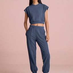 Muvazo Round Neck Top With Trousers Aeris Panel Co-Ords-image-81