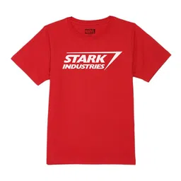 Marvel by Wear Your Mind Boys Red & White Typography Iron Man Printed T-shirt-image-0