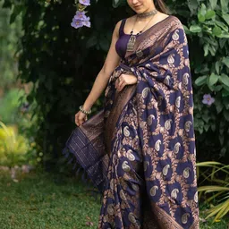 AMRUTKALA SAREES Ethnic Motif Woven Design Zari Banarasi Saree-picture-9