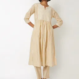 max Women Floral Embroidered A-Line Kurta with Trousers-picture-28