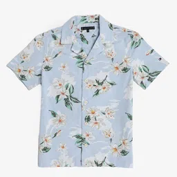 Tommy Hilfiger Boys Floral Printed Cuban Collar Pure Cotton Casual Shirt-image-26