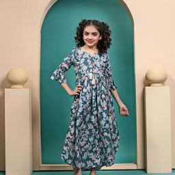 LOOKS AND LIKES Floral Print Organic Cotton Fit & Flare Maxi Dress-image-58
