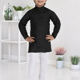 Qtsy Boys Embellished Mandarin Collar Kurta With Pyjamas-picture-27