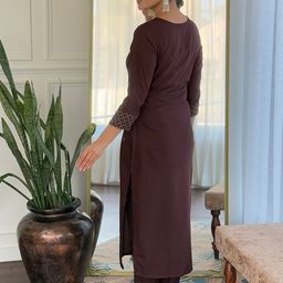 CANIZZARO Women Ethnic Motifs Embroidered Regular Kurta with Trousers & With Dupatta image 3