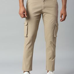 Dennis Lingo Men Tapered Fit Solid Cotton Cargos Trousers-image-76