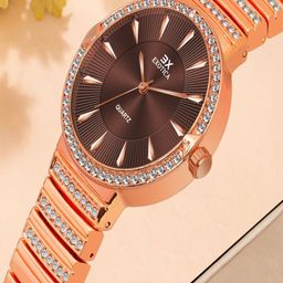 Exotica Fashion Women Embellished Dial & Bracelet Style Straps Watch EX-6040-Coffee-37