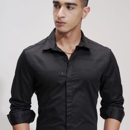 HIGHLANDER Men Comfort Fit Spread Collar Textured Cotton Formal Shirt-picture-19