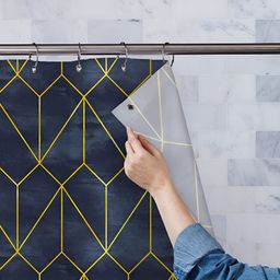 ArtzFolio Black & Yellow Printed Waterproof Shower Curtain-image-117