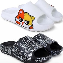 Pampy Angel Men Set Of 2 Printed Rubber Slip-On Flip Flops-85