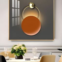 THE NEXT DECOR Gold-Toned & Orange Sun Glass Finish Square Wall Art-image-39