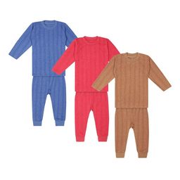 Superminis Kids Pack Of 3 Solid Cotton Thermal Set-22