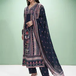 Vishudh Women Printed Regular Kurta with Trousers & With Dupatta image 5
