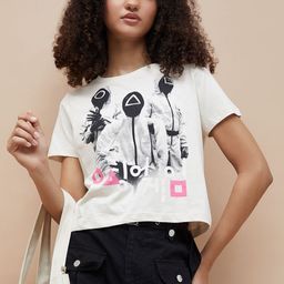 Ginger by Lifestyle Graphic Printed Round Neck Extended Sleeves Cotton T-shirt-image-107