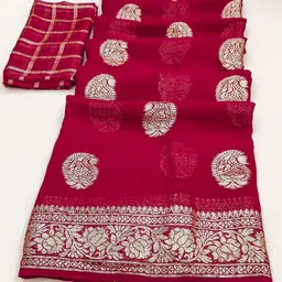 PAYAL CREATION Ethnic Motifs Zari Pure Georgette Saree-image-89