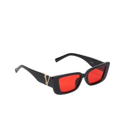 CRIBA Adult Red Lens & Black Rectangle Sunglasses with UV Protected Lens CR_CORN-BLK-RED-10