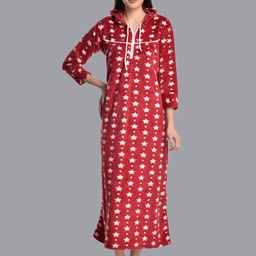 CIERGE Red Printed Maxi Nightdress-image-30