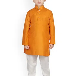 SG YUVRAJ Boys Orange & White Solid Kurta with Pyjamas-image-70