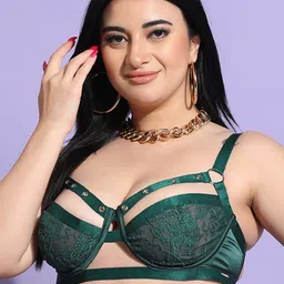 Curvy Love Plus Size Floral Lace Half Coverage Balconette Bra With All Day Comfort-24