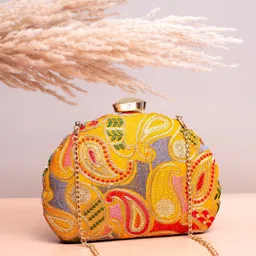 ARTKLIM Paisley Embroidered Box Clutch-image-59