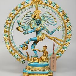 Exotic India Gold-Toned & Blue Nataraja Religious Idol Showpiece-picture-13