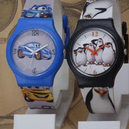 VIRAKTI Kids Pack Of 2 Round Printed Dial & Straps Analogue Watch KID-02-18-COMBO-17