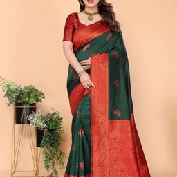 Shriyangan Ethnic Motifs Woven Design Zari Pure Silk Kanjeevaram Saree-image-67