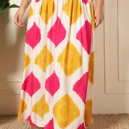 DEEBACO Printed Flared Maxi Skirt-28