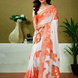 all about you Floral Zari Pure Linen Tussar Saree-image-84