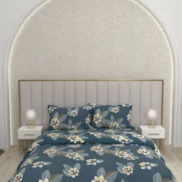 Pure Decor Blue & White Floral Polycotton 4 Piece Double King Superfine Bedding Set-image-31