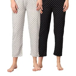 FIT N FAME Women Pack Of 2 Printed Cotton Lounge Pyjamas-picture-27