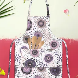ArtzFolio White & Violet Printed Cotton Aprons-50