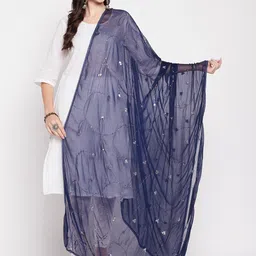Clora Creation Floral Embroidered Dupatta With Sequinned image 1