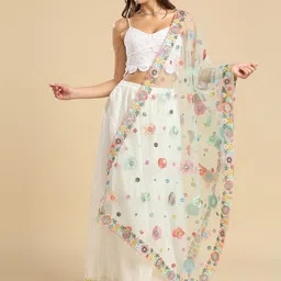 Dupatta Bazaar Floral Embroidered Dupatta With Sequinned-2