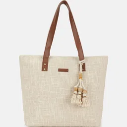 Maisha Textured Structured Tasselled Fabric Shoulder Bag-21
